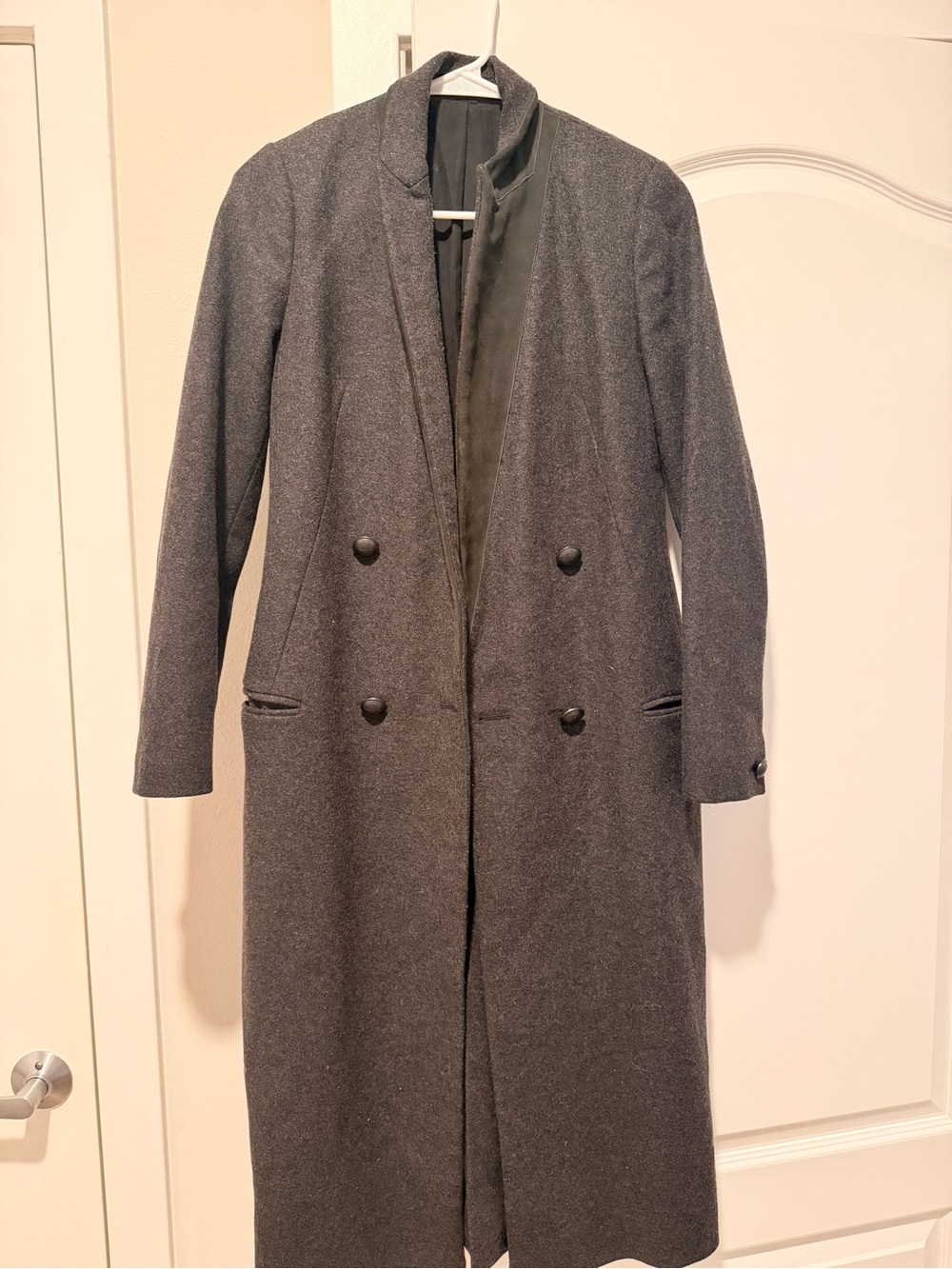 AllSaints Women's Double-Breasted Long Trench Coat - Gray